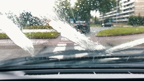 Selective focus. Raindrops on the windshield.Bad weather. Stock-Footage 134372953