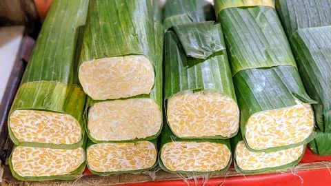 Selective Focus. Raw Material  Indonesian Cuisine, Tempeh Stock Photos