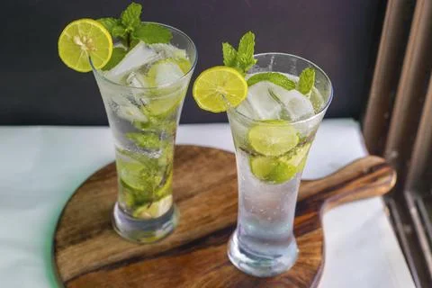 Selective focus refreshment cold drinks cocktail. Stock Photos