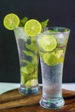 Selective focus refreshment cold drinks cocktail. Stock Photos