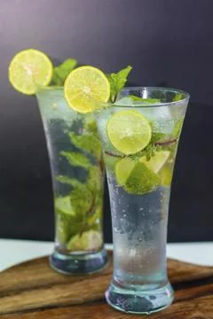 Selective focus refreshment cold drinks cocktail. Stock Photos