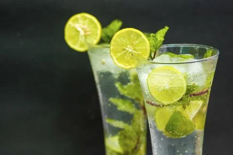 Selective focus refreshment cold drinks cocktail. Stock Photos