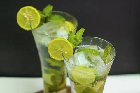 Selective focus refreshment cold drinks cocktail. Stock Photos