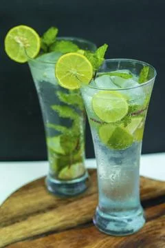 Selective focus refreshment cold drinks cocktail. Stock Photos