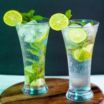 Selective focus refreshment cold drinks cocktail. Stock Photos