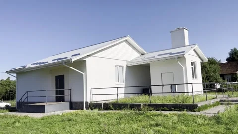 Selective focus on residential building with external boiler unit Stock Footage 313713784