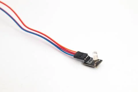 Selective focus an RGB LED module with its wired diagonally. This module is u Stock Photos