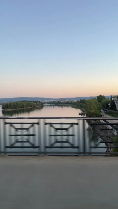 Selective focus on Rhine River flowing through Mainz Germany Stock Footage 345199885