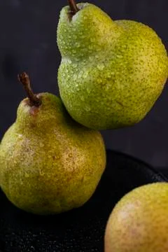 Selective focus. ripe large pears Stock Photos
