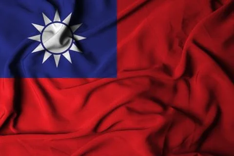 Selective focus of samoa flag, with waving fabric texture. Stock Photos