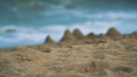 Selective focus. Sandy beach and sea surf. Stock Footage 104178735