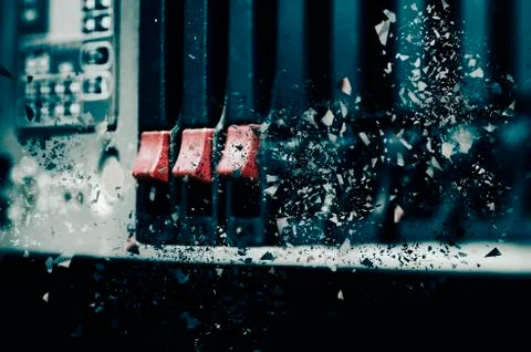 Selective focus shot of datacenter server over abstract background for techno Foto stock