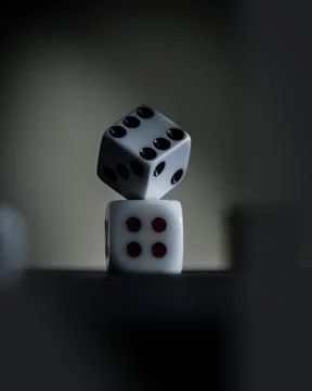 Selective focus shot of the dice stack on each other Stock Photos