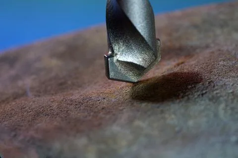 Selective focus shot of a masonry drill tip Foto stock
