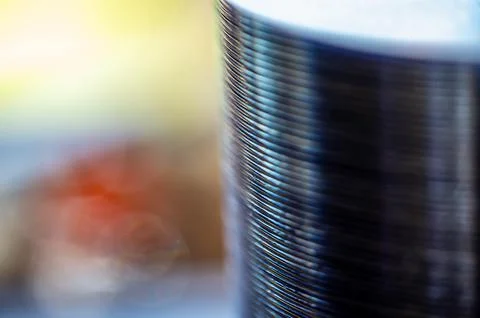 Selective focus on a sleeve of compact discs CD's used for storing electronic Stock Photos