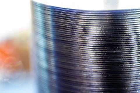 Selective focus on a sleeve of compact discs CD's used for storing electronic Stock Photos