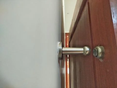 Selective focus a slightly dirty door stopper 스톡 사진