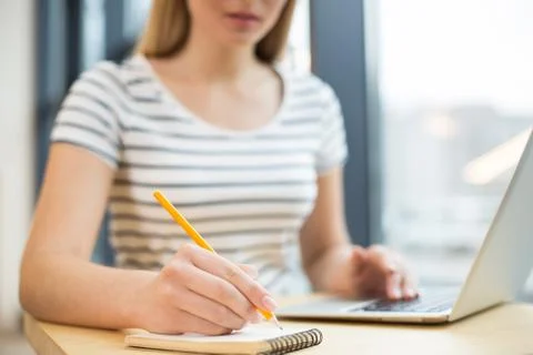 Selective focus of a small notebook Stock Photos
