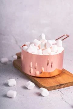 Selective focus. small white marshmallows Stock Photos