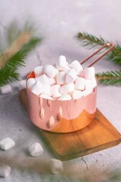 Selective focus. small white marshmallows Stock Photos