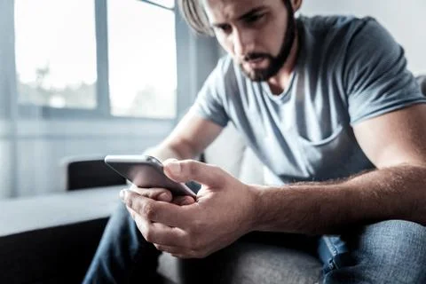 Selective focus of a smartphone Stock Photos