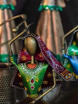 Selective focus on the statue of a female dancer Stock Photos