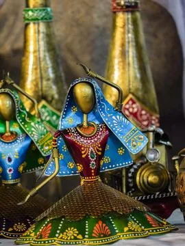Selective focus on the statue of a female dancer Stock Photos