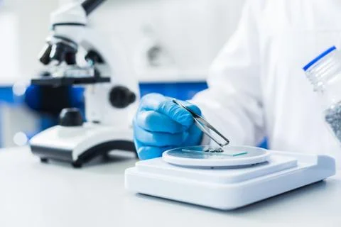 Selective focus of test samples being analyzed Stock Photos