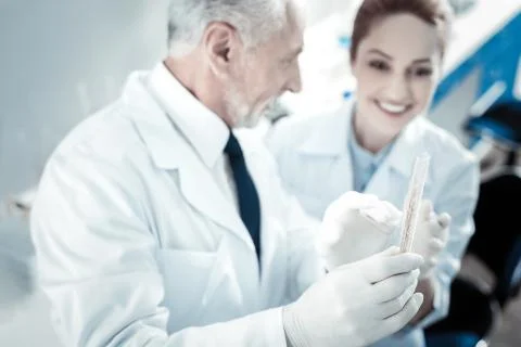 Selective focus of a test tube with a sample Stock Photos