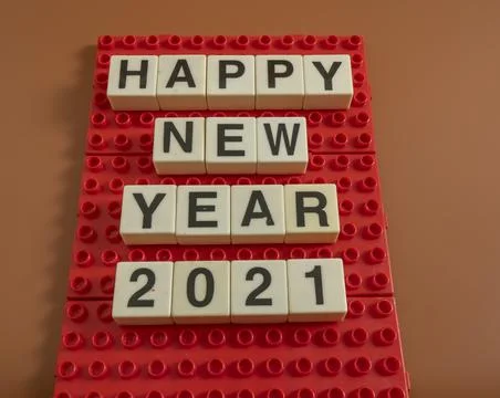 Selective focus of a text happy new year 2021. Text happy new year 2021 place Stock Photos