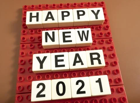 Selective focus of a text happy new year 2021. Text happy new year 2021 place Stock Photos
