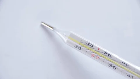 Selective focus on Thermometer on white background 4k video. Stock Footage 122346726