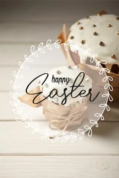Selective focus traditional easter cakes Stock Photos