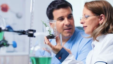 Selective focus on tubes with bio samples Stock Footage 111811650