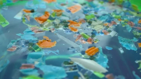Selective focus of underwater micro plastic. Stock Footage 172071702