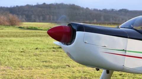 Selective focus video of a small private plane Stock Footage 84006397