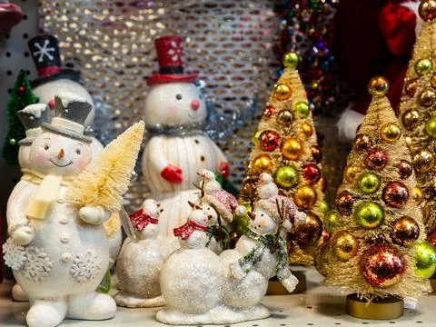 Selective focus view of cute Christmas display Stock Photos