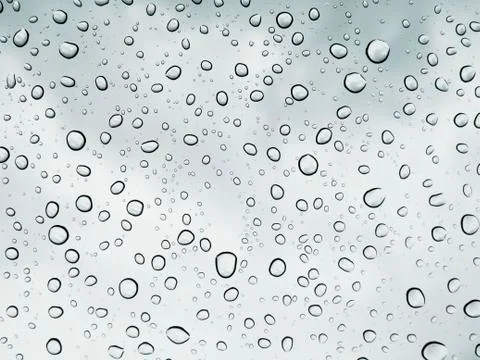 Selective focus water drops on the windshield after rain. Stock Photos
