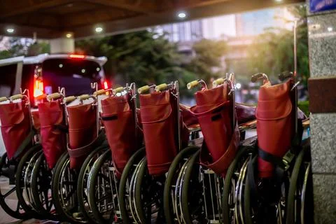 Selective focus to wheelchair. Stock Photos