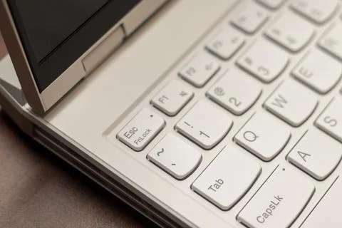 Selective focus of working on a computer keyboard. Stock Photos