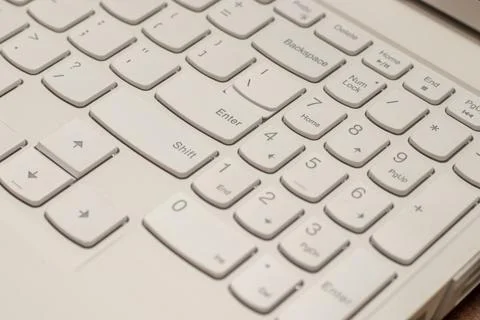 Selective focus of working on a computer keyboard. Stock Photos