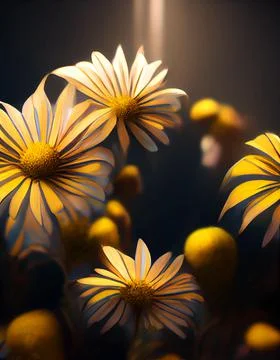 Selective focus of yellow, african daisy, lots of flowers. Stock Illustration