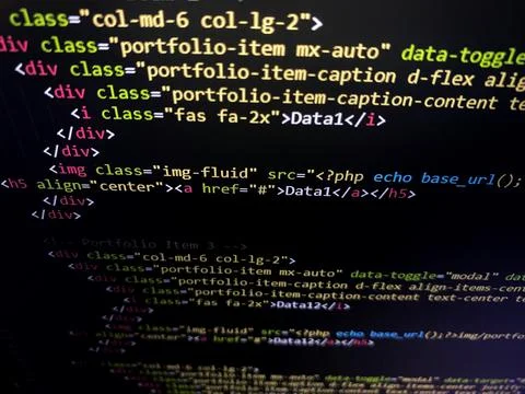 Selective focused of computer program code that is often used. Computer Stockfoto's