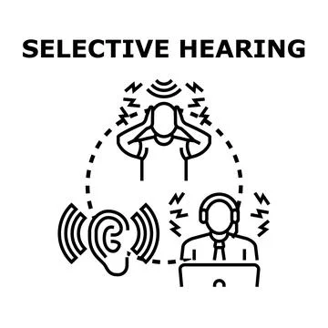 Selective hearing concept demonstrating ignoring unwanted sounds Stock Illustration