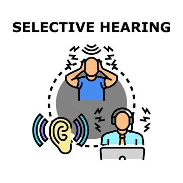 Selective hearing concept demonstrating ignoring unwanted sounds Stock Illustration