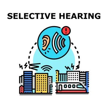 Selective hearing concept managing urban city noise Stock Illustration