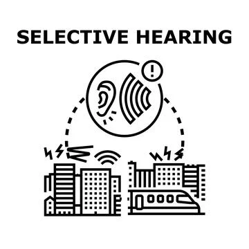 Selective hearing concept managing urban city noise Stock-Illustration