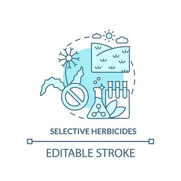 Selective herbicides turquoise concept icon Stock Illustration
