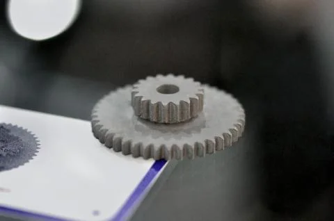 Selective Laser Melting. Object printed on metal 3d printer close-up. Stock Photos