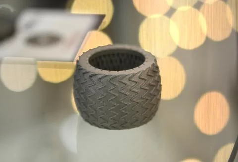 Selective Laser Melting. Object printed on metal 3d printer close-up. Stock Photos